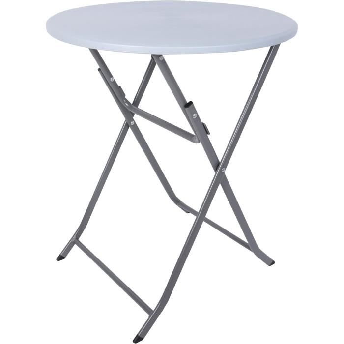 Rebecca Mobili Table De Balcon Pliante Blanche - Table D'Appoint Extérieur Jardin Camping - 74x60x60 Cm