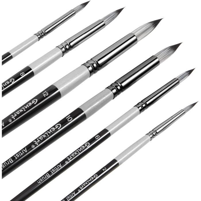 Set de 12 Pinceaux Peinture Acrylique Rond Professionnel - Blanc Set de 12 Pinceaux Peinture Acrylique Rond Professionnel - Blanc