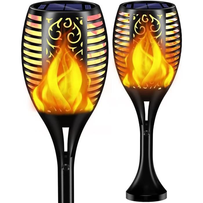 Lampes Solaires GEARLITE Avec Effet Flamme - Éclairage Extérieur IP65, Décoration Jardin