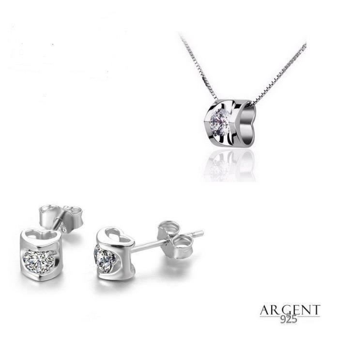 Parure Bijoux Coeur Cristal Swarovski* Blanc Argen Parure Bijoux Coeur Cristal Swarovski* Blanc Argen