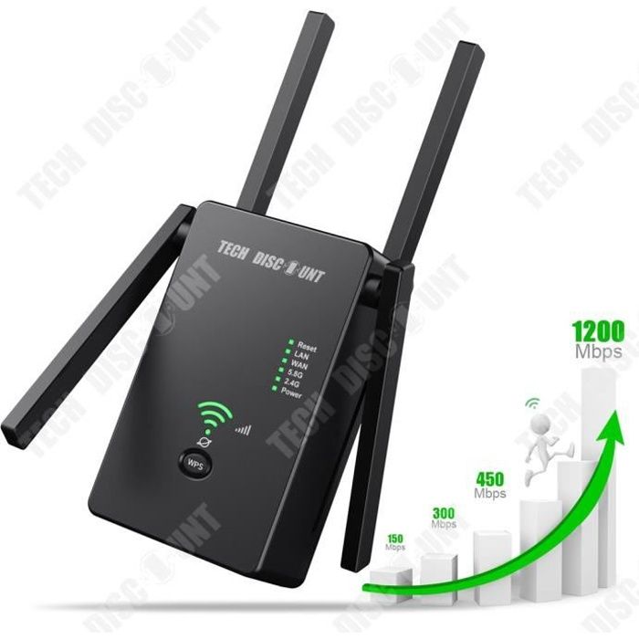 TD® Routeur sans fil 1200M amplificateur Signal 2.4G5G répéteur AP amélioration du WIFI domestique largement Compatible léger