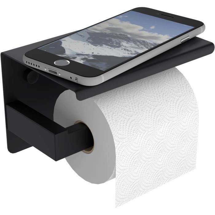 Porte-Papier Toilette Adhésif Avec Support Cornet - En Acier Inoxydable - Avec 2 Options De
