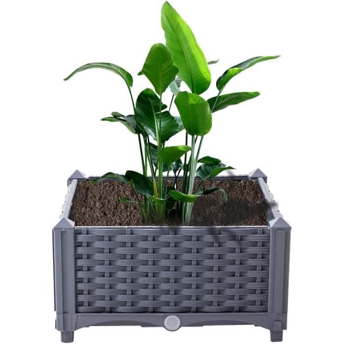 Lot De 4 Jardinières Balcon Aspect Rotin - 17L, Marron, Dimensions 51x19x18,5cm