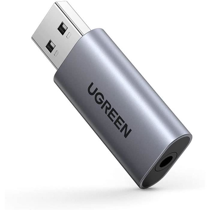 Adaptateur audio Ugreen CM383 USB vers Jack 3 5mm boîtier aluminium - vue 2