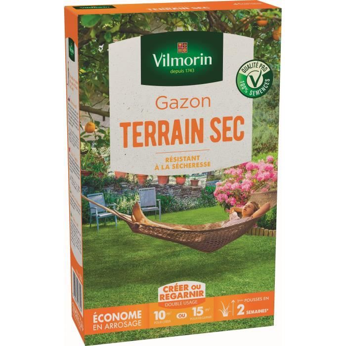 Gazon terrain sec - VILMORIN - 250 g - Econome en arrosage et résistant à la sécheresse