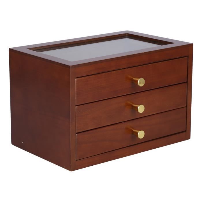 Présentoir à Colliers En Bois 3 étages - 72 Emplacements, Velours Blanc - Porte-bijoux Vintage Pour Commode Ou Boutique