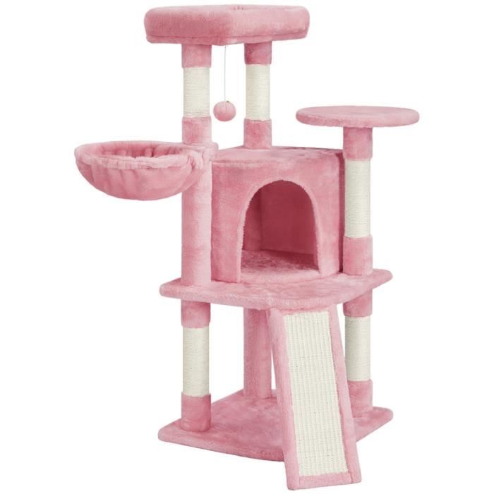 Comparer les prix de Yaheetech Arbre à Chat en Sisal Griffoir Grattoir Tour de Jeux pour Chat avec Centre d'activités Arbre a Chat Hauteur 107cm Rose