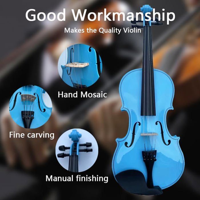 Vangoa Violon Acoustique 4/4 Pour Adulte Avec étui De Violon, Colophane, épaulière, Accordeur, Cordes, Archet De Violon, Autocollant Pour Touche, Blanc