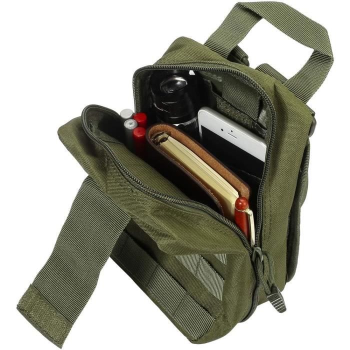 Trousse Médicale Tactique 1FAK Compacte MOLLE Avec Support Garrot - Kit Premiers Secours Airsoft Chasse - Noir