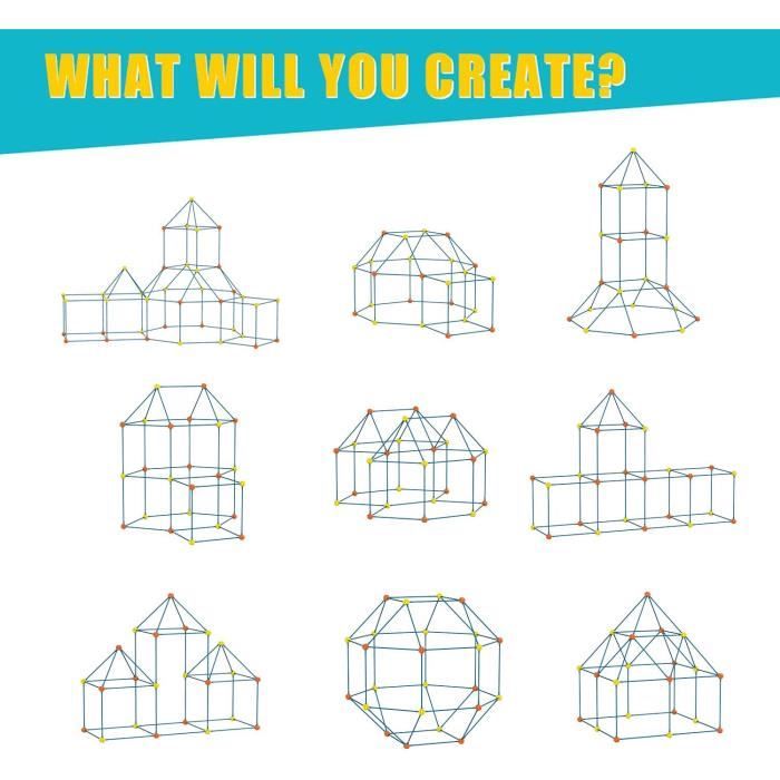 131 Pcs Kids Fort Building Kits, Jouet Fort créatif pour garçon et Fille de  5+ Ans, Bricolage Puzzle Maison Jouet Construisez Votre cabane Tunnels