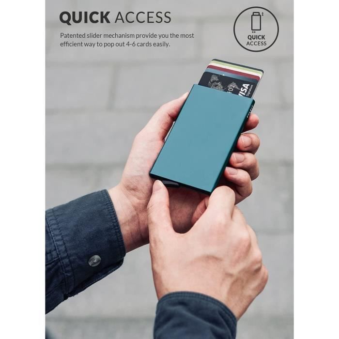 Porte Cartes Crédit Bloquant RFID Portefeuille de Cartes Pop Up en Cuir Véritable avec