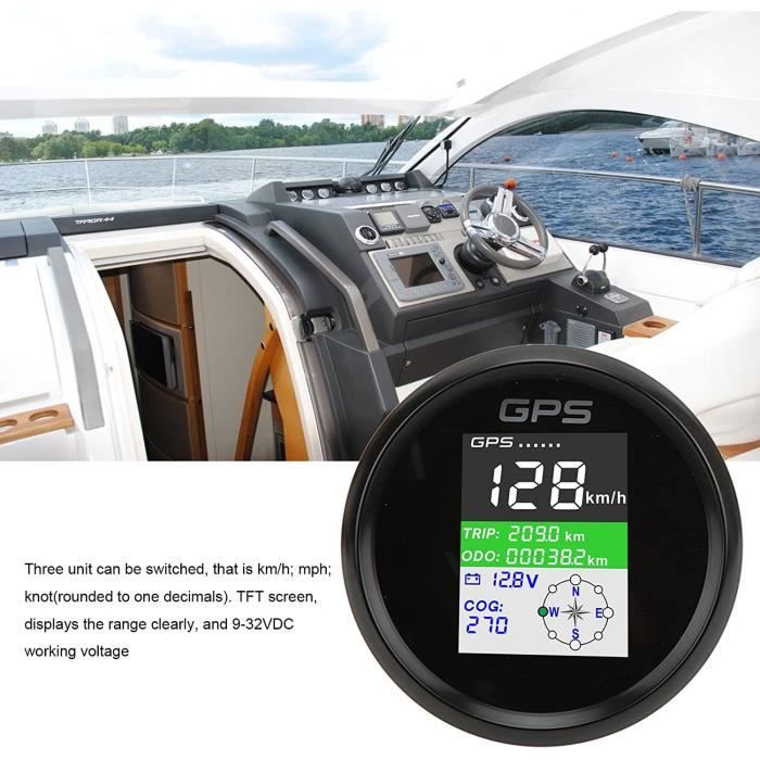Compteur de vitesse GPS numérique étanche avec Lcd Odomètre Jauge de  vitesse Mph Nœud km / h Antenne GPS pour bateau voiture moto