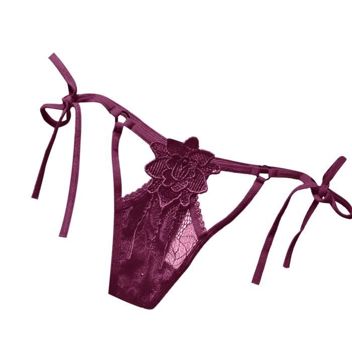 Shorty String Andres Sarda Lynx Pourpre Dentelle - Taille 38, Neuf Avec étiquette