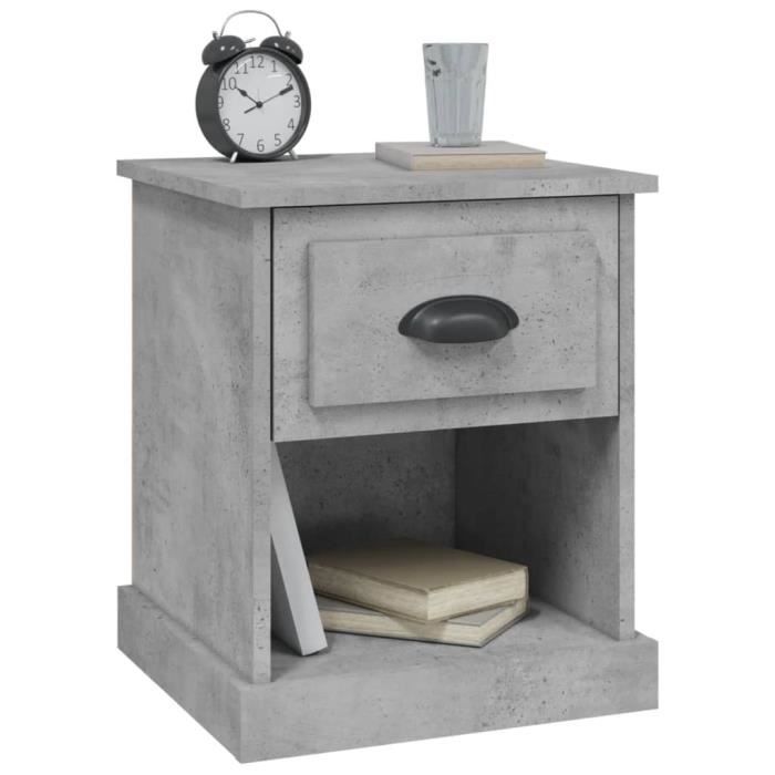 ABB Tables de chevet 2 pcs gris béton 39x39x47,5 cm bois ingénierie ...