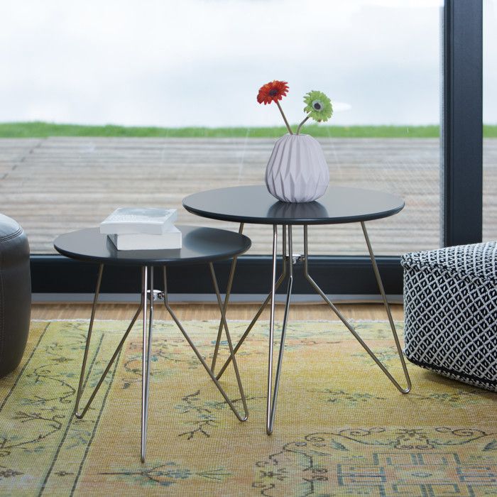 Relaxdays table d'appoint, table de canapé moderne et ronde, H x D
