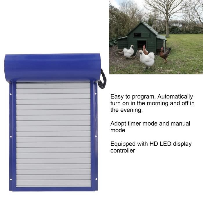 Haofy Porte Poulailler Automatique Solaire – Rideau Roulant Métal Avec Minuterie, Ouvre-Ferme Pour Poules Canards Volaille