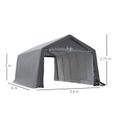 Tente garage carport dim. 6L x 3,6l x 2,75H m acier galvanisé robuste PE haute densité 195 g-m² imperméable anti-UV blanc gris-2