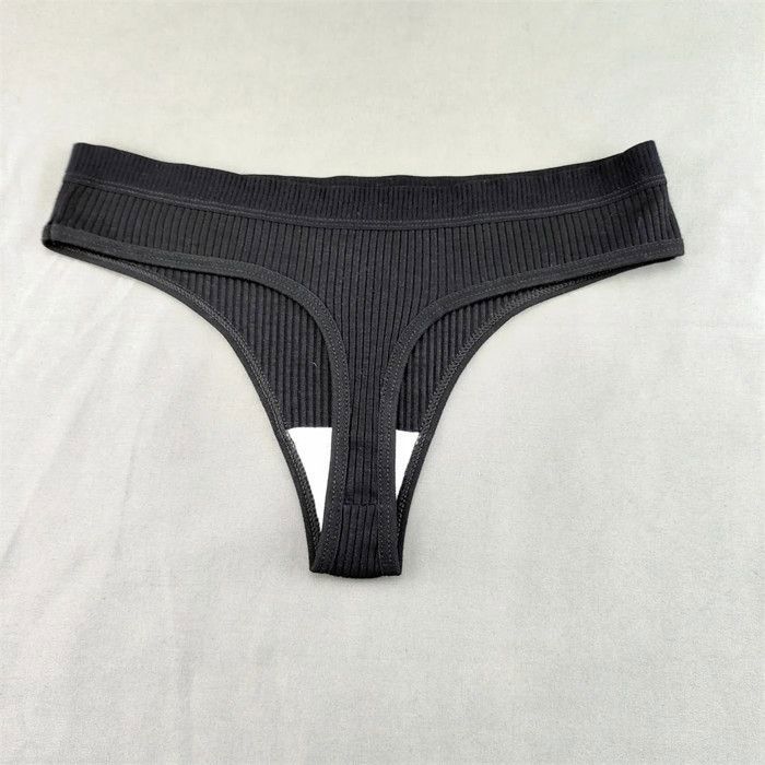 Culotte string en coton noir et blanc pour femme,sous-vêtement ...