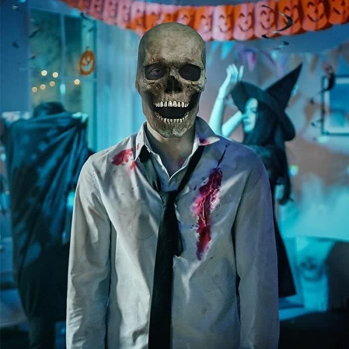 Masque De Crâne En Latex Effrayant - Mâchoire Mobile, Pour Halloween, Fêtes Déguisées Et Cosplay