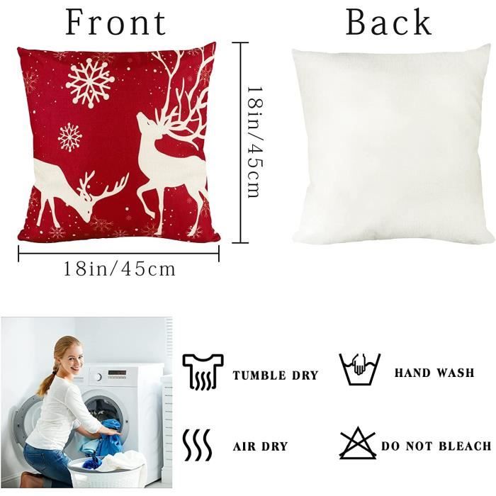 Coussin Decoration Canapé Noel 45x45 Cm Père Noël élans Cadeaux De Lin