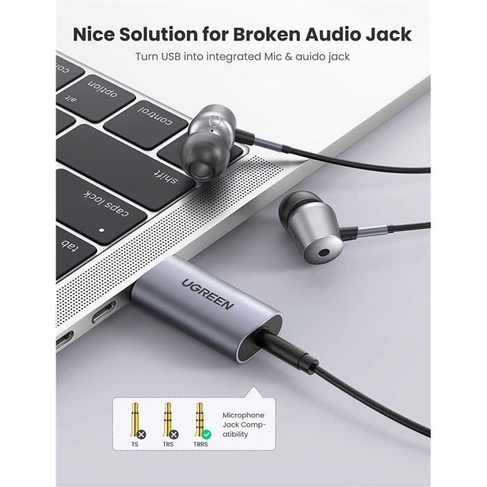 UGREEN Carte Son Externe Adaptateur USB Audio vers 3,5 mm Jack Compatible  avec PS5 PS4 Pro PS4 Slim Casque Gamer Enceinte Microphone - Cdiscount  Informatique
