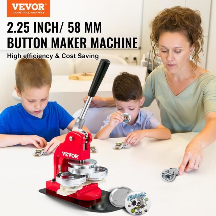 Machine à Badges VEVOR 58 Mm - Presse à Badges Personnalisables Avec 100 Kits Consommables, Coupe-cercle Et Clés, Couleur Verte