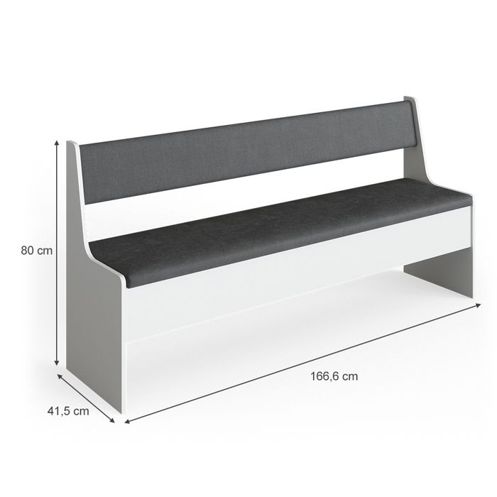 Ensemble De Cuisine D'angle Vicco Roman - Table + 2 Bancs - Blanc Et Anthracite - Neuf