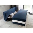 Canapé en lit Convertible avec Coffre de Rangement 3 Places Relax - en Tissu et Simili Cuir -Walia (Bleu Marine+Blanc)-3