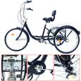 24" 6 Vitesse tricycle Vélo à 3 Roues Adulte Tricycle Avec Panier, Cruiser Vélo Adulte tricycle avec Panier noir-3