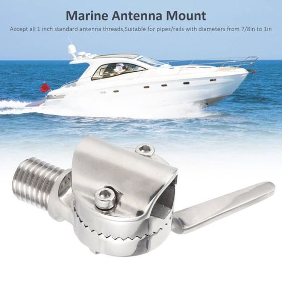 Aramox Support de montage dantenne marine support réglable de support de support de base de lantenne de talkie marine VHF en acier inoxydable