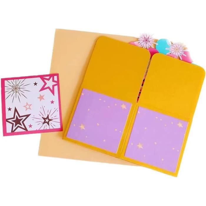 ABSOFINE Carte pop-up en papier, carte d'anniversaire musicale 3D, bougie  soufflable, carte de vœux d'anniversaire avec carte de message et enveloppe  (rose) : : Fournitures de bureau