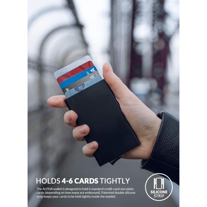 Porte-cartes Compatible QuadLock - Aluminium Noir, Blocage RFID, Jusqu'à 10 Cartes - Pour étui De Téléphone