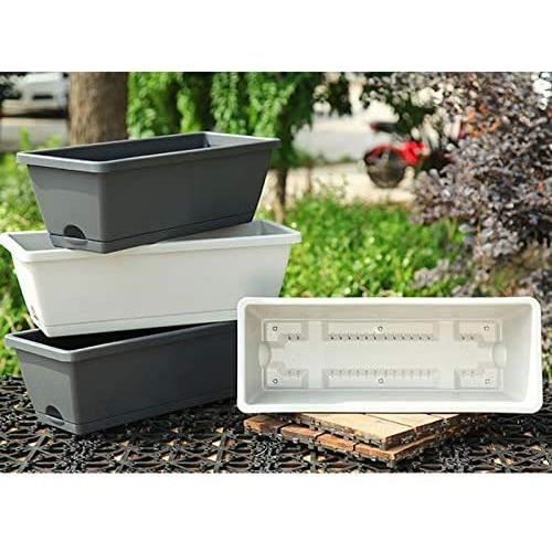 Lot De 3 Pots Rectangulaires Auto-arrosants 26,7 Cm - Pour Plantes D'intérieur, Rebords De Fenêtre Et Balcons - 3