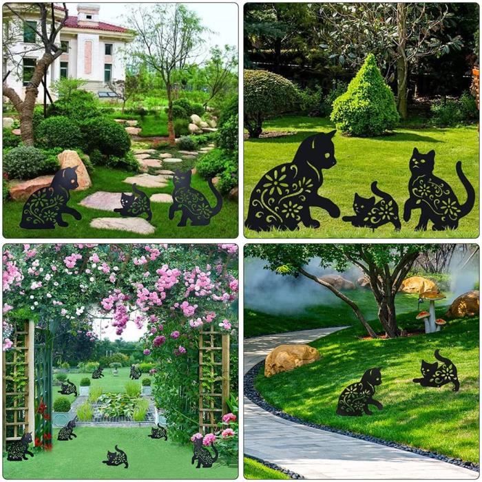 Décoration de Jardin Chat 3pcs,Cat Yard Art Jardin Statues