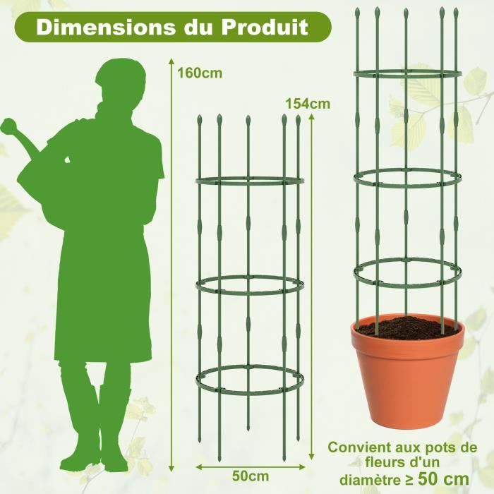 2 Obélisques Treillis Relaxdays 85cm - Support Plantes Grimpantes Métal Noir Pour Rosiers, Tomates