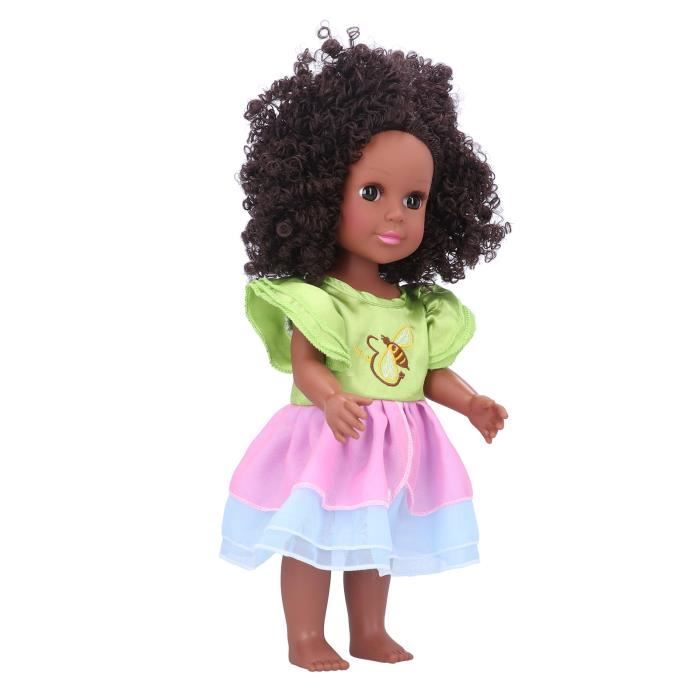 VGEBY poupée fille africaine Exquise Poupée Africaine Noire Fille Réaliste  Chidren Mignon Afro Poupée Enfant Jeu de Rôle Jouet