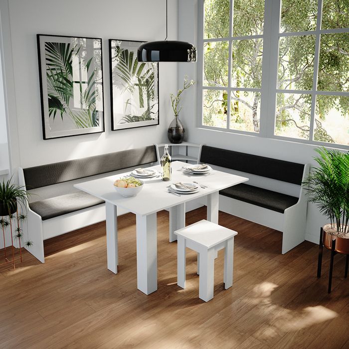 Ensemble table et bancs en angle Vicco Roman, banc de cuisine
