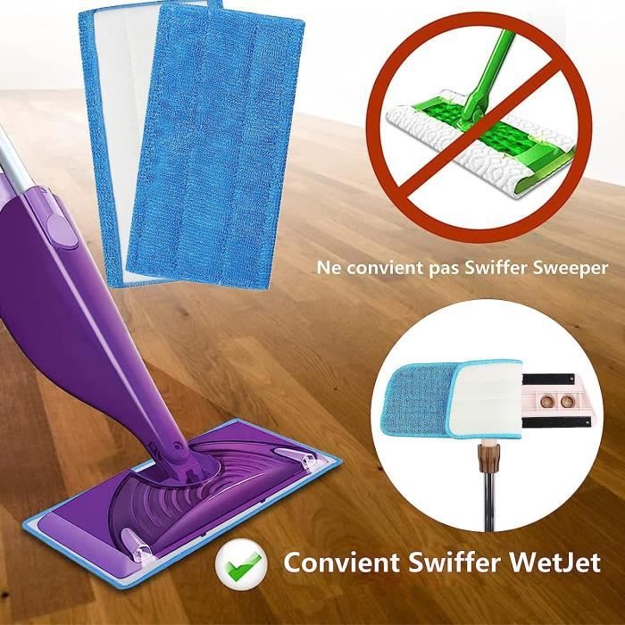 4 Remplacement Lingettes Reutilisable pour Swiffer WetJet Spray Balais  Lavables en Microfibre pour le Nettoyage des Sols(Bleu - Cdiscount Maison
