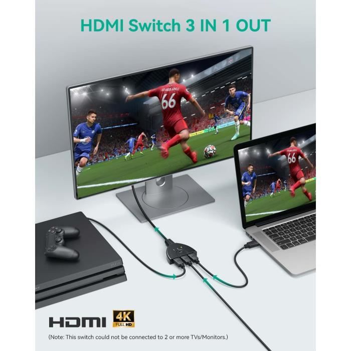 SWITCH HDMI MULTIPRISE HDMI Switch 4K 3 Entrée 1 Sorties Multi HDMI avec  Câbl EUR 21,86 - PicClick FR