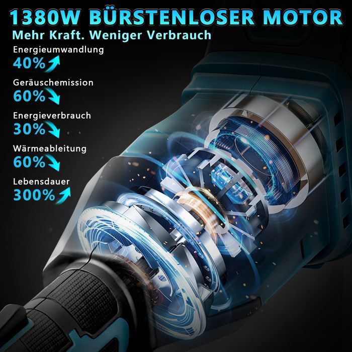 Motobineuse Sans Fil 18V Makita (Compatible) - Moteur Brushless, Largeur 30 Cm, Profondeur 22 Cm, LED - Sans Batterie