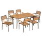 Homgeek Mobilier De Jardin 7 Pcs Bois D Acacia Massif Et Acier