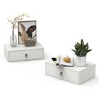 ALIGHTUP - Lot de 2 Table de chevet murale, 2 Pcs Étagère Murale Tiroir, Blanc, 46*30*14.5CM