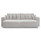 LOUNGITUDE Canapé droit 4 places JADE double méridienne et assise profonde en velours côtelé épais - Gris clair