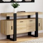 IDMARKET Buffet 140 cm PHOENIX 4 portes bois et noir