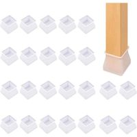 24 pièces de protections en silicone pour pieds de chaise et de table, carrées, pour éviter les rayures et protéger les pieds