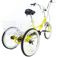 20" Adultes Tricycle 3 Roues Vélo Pliant Tricycle avec Panier Cycle à Vitesse Unique