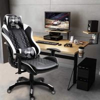 DOMICILE Chaise de bureau gaming racing PC Ergonomique chaise Blanc