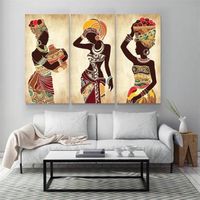 Tableaux sur Toile Femme Noire Africaine Toile Peinture Ethnique Art Affiche pour Salon Décoration Maison Décoration Murale 30x55cm