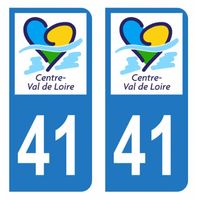 Lot 2 Autocollants Stickers plaque immatriculation voiture auto département 41 Loir-et-Cher Logo Région Centre-Val de Loire