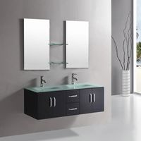 Meuble salle de bain double vasque luxe - ICE - noir - verre - design innovateur et moderne